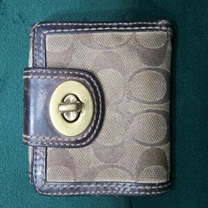 Vintage Coach Signature Collection Monogram Leather Small Wallet w. Coin Holder